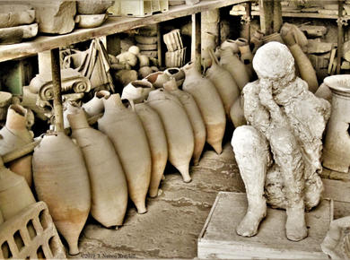 Pompeii plaster cast, made by archaeologists who found voids in the solidified ash